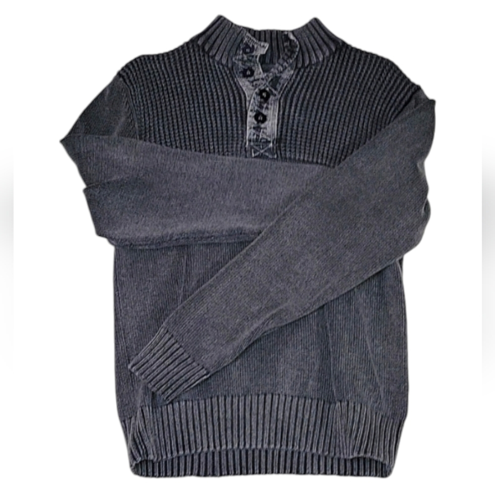Buckle BKE Men's Gray Standard Fit Quarter Button Pullover Sweater, Size X-Small
